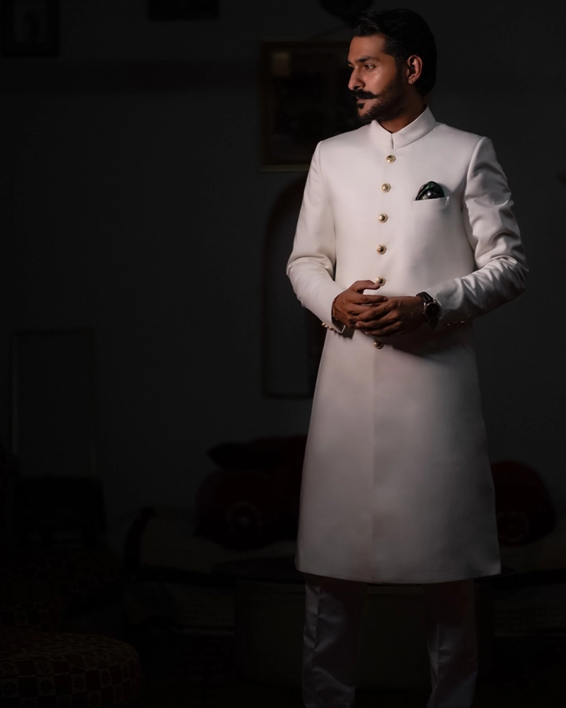 Majestic White Achkan - Image 4