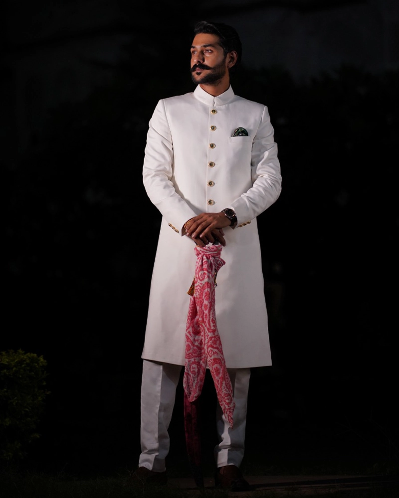 Majestic White Achkan - Image 2