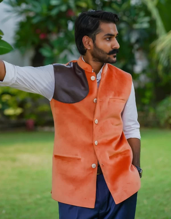 Velvet Valor Amber Bundi (Nehru Jacket)