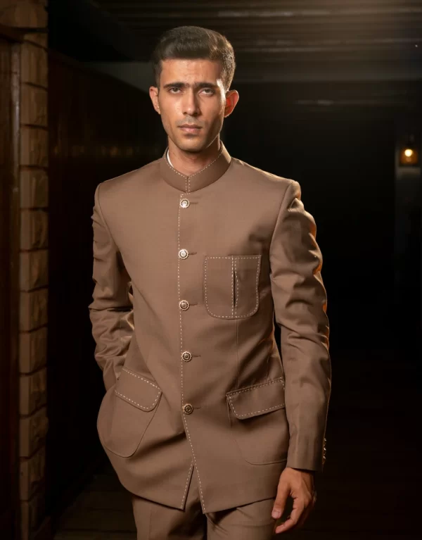Desert Virtue Sand Luxury Bandhgala Suit
